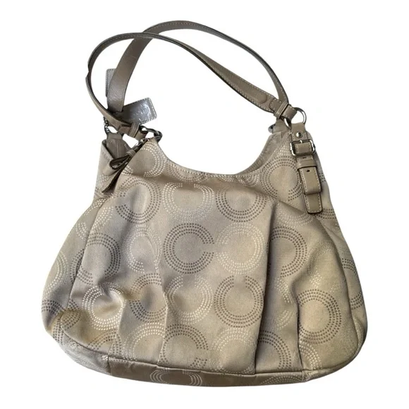 Coach Metallic Leather Beige Shoulder Bag - Picture 2 of 7